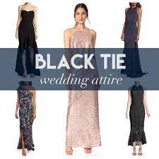 The key is to choose a black piece that's festive, formal, and special enough to not be mistaken for funeral attire. What To Wear Black Tie Wedding Black Tie Wedding Attire Black Tie Fancy Cocktail Dresses