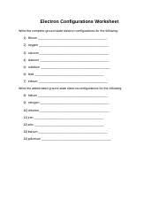 Electron configurations pacticew worksheet with key. Electron Configuration Worksheet Electron Configuration Practice Worksheet In The Space Below Write The Unabbreviated Electron Configurations Of The Course Hero