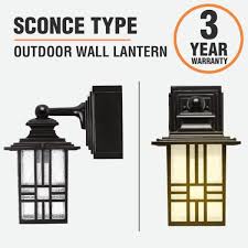 The application of wall lights inside the home plays an important role in bringing out your home's design, so qb outdoor wall sconce: Hampton Bay Mission 1 Light Black With Bronze Highlight Outdoor Wall Mount Lantern With Built In Electrical Outlet Gfci 30264 The Home Depot