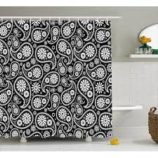 Black And White Bathroom Set Walmart Black And White Shower Curtain Nostalgic Paisley Teardrop Motifs With Florals Persian Culture And Art Fabric Bathroom Set With Hooks 69w X 75l Inches Long B White Shower Curtain Black Shower