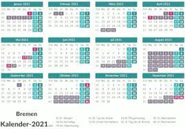 Mit schulferien und gesetzlichen feiertagen Ferien Bremen 2021 Ferienkalender Ubersicht