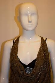 Ralph Lauren Brown Silk Beaded Evening Top