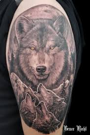 Black And Grey Wolf Tattoo Black And Grey Wolf Shoulder Tattoo By Bruce Riehl Neck Tattoo Wolf Tattoo Sleeve Wolf Tattoos
