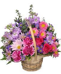 Spring basket of flowers images. Sweetly Spring Basket Flower Arrangement In Charlottetown Pe Hearts And Flowers