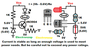 Npn Bjt Current Source Circuit Set With Zener Diode Learning Electronics Lesson 0021 Electronzap Current Source Diode Lesson