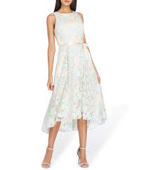 Tahari Asl Embroidered Fit Flare Hi Low Midi Dress Dillard S Modest Dresses Fit Flare Dress Embroidered Mesh Dress