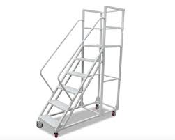 A platform height of 0.83m enables a safe working height of 2.55m. China Metal Rolling Mobile Ladder Safety Step Ladder With Handrail China Rolling Mobile Ladder Safety Step Ladders With Handrail
