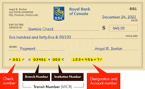 How to check the status of a deposited cheque using cheque number? 03451 003 Transit Number For The Royal Bank Of Canada In Lasalle