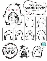 Easy Drawing Ideas Kawaii Cute Penguin Drawing Tinkerlab You can just get started drawing with a pen or, if you prefer, do it in pencil and then ink the finished design. easy drawing ideas kawaii cute