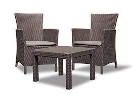 Outdoor 2 Seat Rattan Balcony Garden Furniture Set Brown With Taupe Cushions Patio Furniture Sets Outdoor Chairs Furniture
