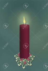 Single Red Pillar Christmas Candle Decorated With Holly On Green Stock Photo Picture And Royalty Free Image Image 2038738