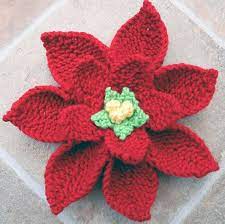Poinsettia Knitting Pattern Instant Download Pdf Christmas Etsy Christmas Knitting Knitted Flowers Knitted Flower Pattern