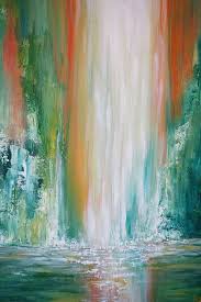 Maui Falls Waterfall Painting Shop Liz W Landscape Art Waterfall Paintings Waterfall Art Abstract
