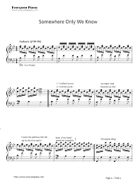 Free Somewhere Only We Know Lily Allen Sheet Music Preview 1 Somewhere Only We Know Piano Music Sheet Music
