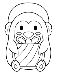 We have lots of great colouring pages for you to have fun practising english vocabulary. Printable Penguin With Christmas Present Coloring Page