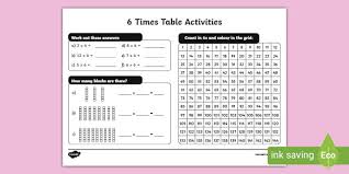 6 x tables ks2 worksheet activity primary resources