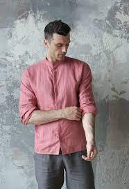 Mens Linen Shirt Shirt For Men Wedding Shirt Pink Shirt Etsy In 2021 Linen Shirt Men Mens Linen Outfits Mens Shirts