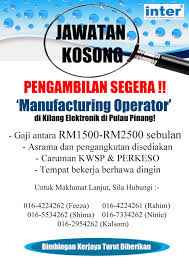 Ribuan kerja kosong sektor kerajaan & swasta tanpa kabel untuk di isi sekarang! Jawatan Kosong Operator Di Pasir Gudang 2018 J Kosong W