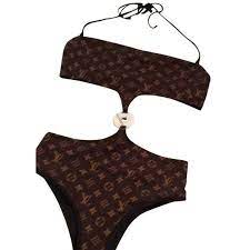 Louis Vuitton Bikini 8380 Mad Liked On Polyvore Featuring Swimwear Bikinis Bikini Two Piece Louis Vu Louis Vuitton Bikini Brown Bikini Set Louis Vuitton