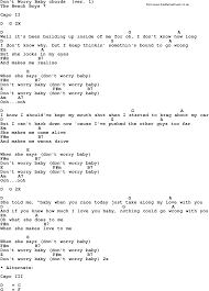 Song Lyrics With Guitar Chords For Don T Worry Baby