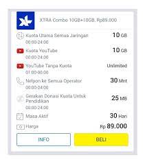 Paket internet ini menawarkan kuota utama lebih besar, bonus kuota aplikasi, unlimited aplikasi produktivitas, telepon ke semua operator. Jual Isi Kuota Xl Xtra Combo 20 Gb Unlimited Youtube Di Lapak Citycell Bukalapak