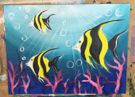 This easy coral reef art project allows students to make their own stunning coral reefs with just a little paint and some sponges! Underwater Painting Step By Step Acrylic Tutorial With Pictures