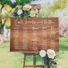 Personalised Initial Seating Plan Wedding Sign Wood Style Background