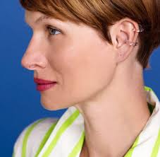 Ava Handcrafted Glass Earcuff in Teal Green