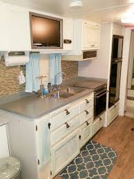 Glamper Smart Tile 5th Wheel Camper Glamper Diy Remodel Kitchen Farmhouse Jayco Tv Kitchen Remodel Design Rv Kitchen Remodel Kitchen Cabinet Remodel