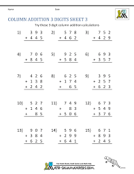 3 Digit Addition Worksheets