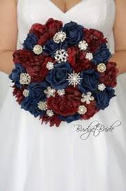 Navy Blue And Wine Wedding Brides Bouquet With Gold Jewels Marine Blue And Burgundy Theme Gold And Burgundy Wedding Burgundy Wedding Flowers Red Wedding Theme