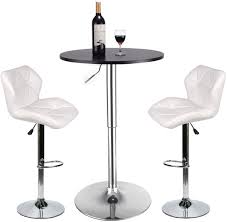 They set the mood for customers and might be the comfort that brings some tables have adjustable heights and adjust from counter to bar height. Amazon Com Bar Table And Chairs Set Of 3 Heigh Adjustable Round Table And 2 Swivel White Pub Stools For Dining Room Home Kitchen Bistro Set 7 Furniture Decor