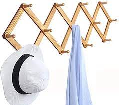Amazon Com Oropy Wooden Expandable Coat Rack Hanger Wall Mounted Accordion Pine Wood Hook For Hanging Hats C Wall Mounted Coat Rack Wall Hanger Hanging Hats