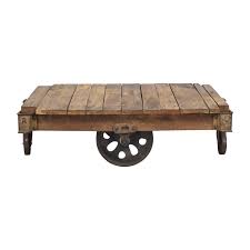 Quarter coffee table, antique brown/brass $2,395.00. 70 Off Vintage Industrial Rolling Cart Coffee Table Tables