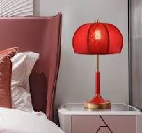 MODERN RED TABLE LAMP WITH WHITE FABRIC SHADE | DESIGN CLSS020N