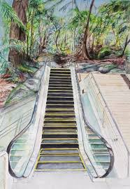 Escalator To Jungle By Christine Davis Paintings For Sale Bluethumb Online Art Gallery Nature Paintings Escalator Art