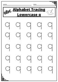 alphabet tracing letter q lowercase worksheet for kindergarten kids pdf