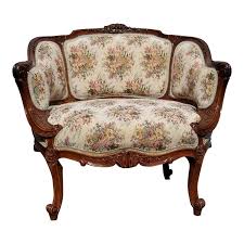 Vintage French Country Provincial Ornate Carved Chair Settee Floral Tapestry 2 In 2020 Chair French Country Furniture French Bedroom Chairs