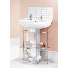 W glass bath shelf in chrome. Under The Sink 2 Tier Bathroom Storage Unit Chrome Homebase Muebles De Bano Decoracion De Banos Sencillos Decoracion De Cuartos Pequenos