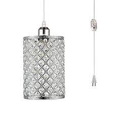 E modern chandelier w/ glass shades e 7 globe lights provide a warm, radiant glow e adjustable pendant poles offer up to 3.5 ft. Plug In Pendant Lighting Fixtures With Long Hanging Cord And Dimmer Switch Modern Crystal Hanging Chandelier Sparkly Swag Ceiling Lamp For Kitchen Island Dining Table Bed Room Girls Closet Walmart Com Walmart Com