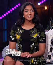 Maitreyi ramakrishnan was born on december 29, 2001 in mississauga, ontario, canada. Wornontv Maitreyi Ramakrishnan S Black Floral Flared Dress On The Kelly Clarkson Show Clothes And Wardrobe From Tv
