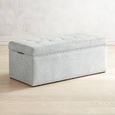 Featuring soft velvet, nail head trim, tufted seating and hidden storage compartment. Ardleigh Light Blue Tufted Storage Bench