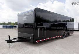 28 Enclosed Car Hauler With Black Gloss Exterior This Trailer Features An On Board Generator Comp Enclosed Car Hauler Car Hauler Trailer Enclosed Car Trailer