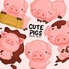 Cute Pig Clipart Cute Animal Clip Art Farm Animal Free Etsy Cute Pigs Pig Clipart Animal Clipart