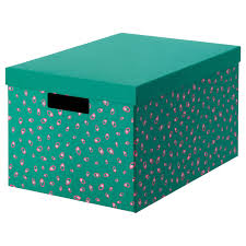Tjena Kasten Mit Deckel Grun Punkte Storage Boxes With Lids Storage Box Ikea