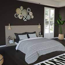 Disponible en 140x190 cm et en 160x200 cm, sa tête de lit présente 2. Ensemble Tete De Lit 160 Cm 2 Chevets Moka Kazed