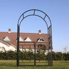 The classic design of this decorative backyard arched steel arbor with gate provides an easy and attractive way to add an elegant feature to your garden. 1 Go Garden Arched 43 W X 22 D Steel Arbor With Gate Reviews Wayfair