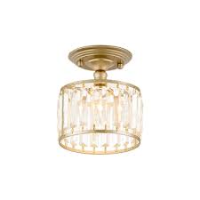 Pairs perfectly with other light fixtures from amethyst collection finish: Black Champagne Gold Crystal Semi Flush Light Fixtures Modern 1 Light Cylinder Indoor Ceiling Fixture Takeluckhome Com