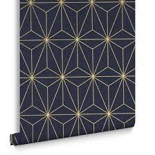 Prism Navy Gold Wallpaper Large Navy Wallpaper Gold Wallpaper Gold Wallpaper For Walls