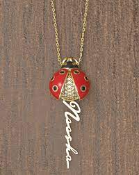Ladybug Necklace 14k Solid Gold Personalized Pendant Etsy Personalized Pendant Necklace Personalized Pendant Necklace